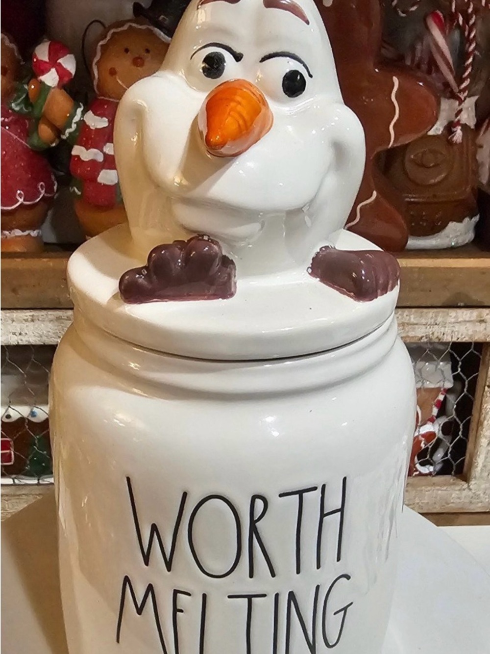 Rae Dunn Olaf Snowman Coffee Canister / Cookie Jar